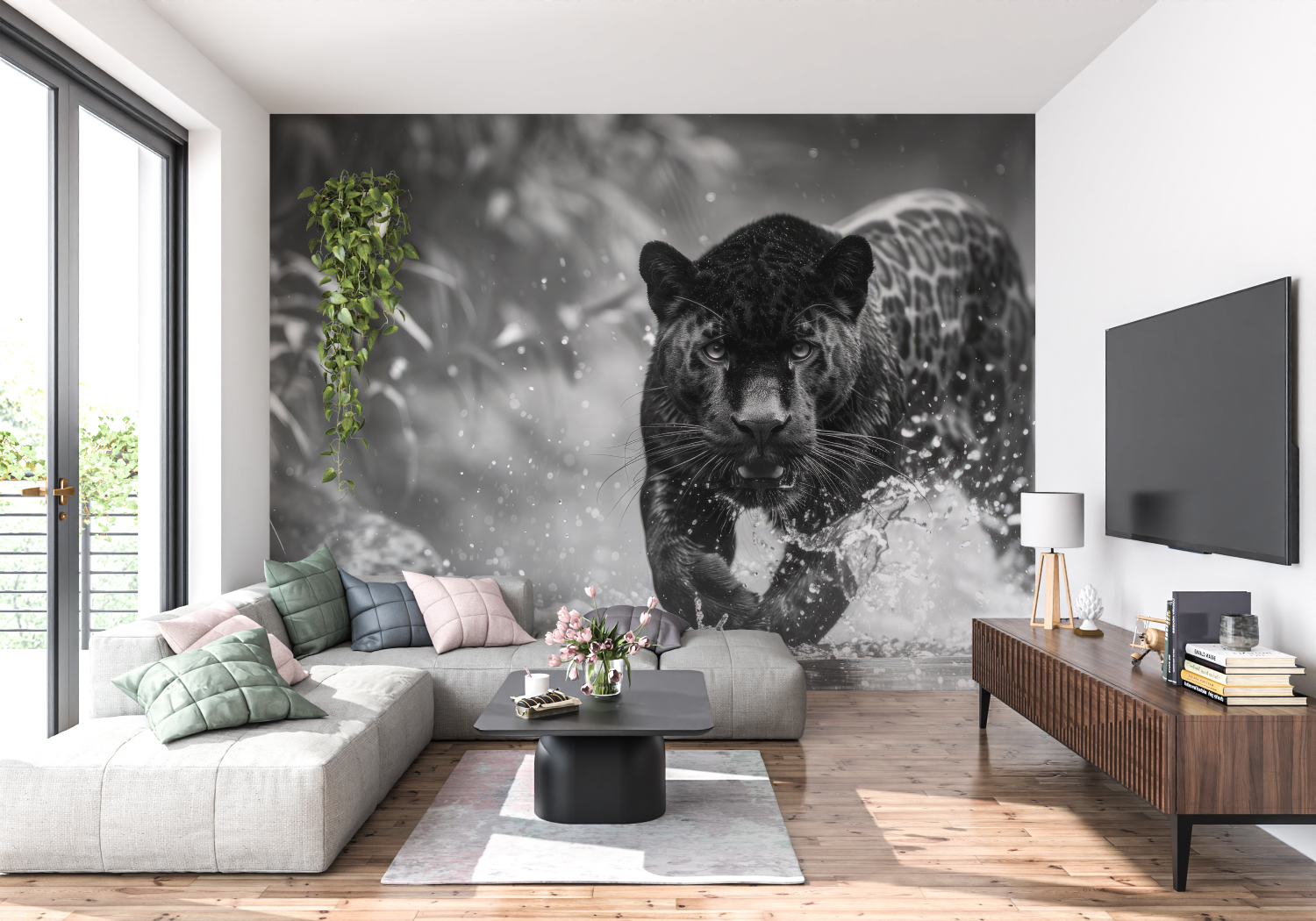Papier Peint Panthère Noire - tapisserie pano