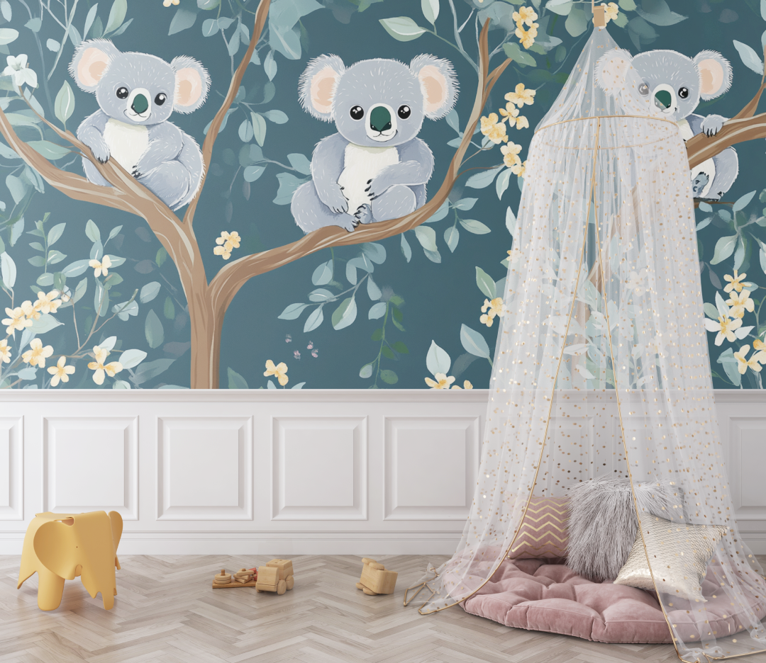 Papier peint koala perche en haut dun arbre bebe