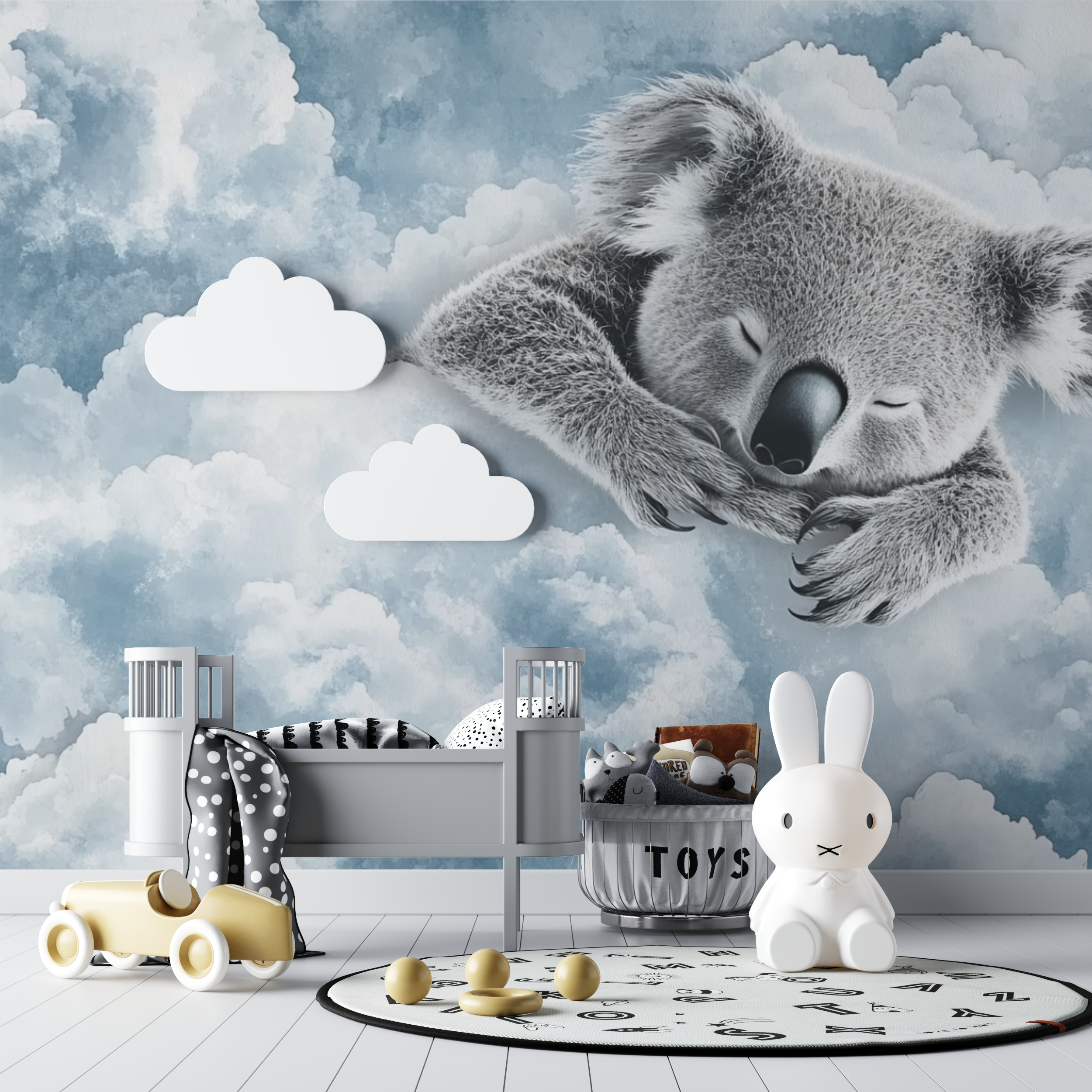 Papier peint koala reve dans la brume bebe tipi
