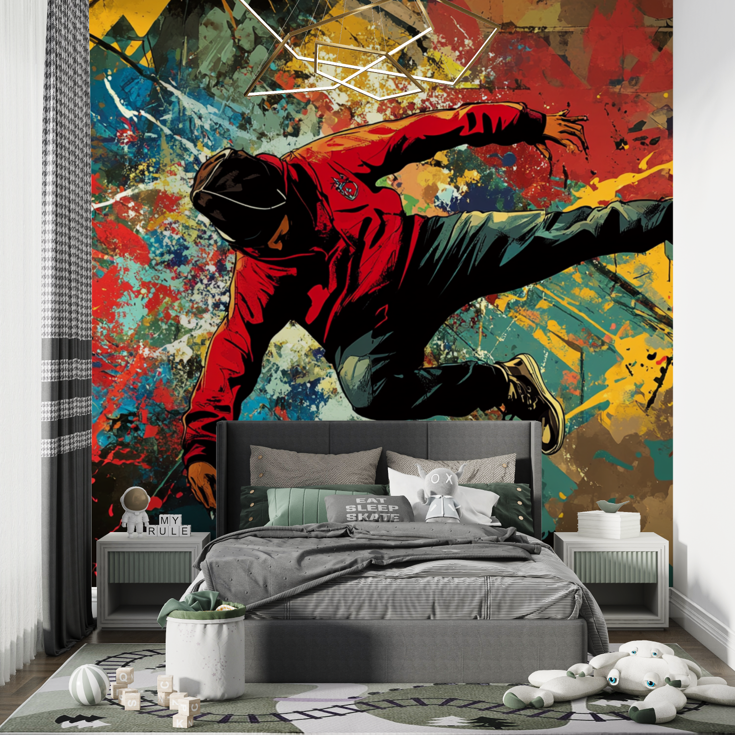 Papier peint hip hop explosion graffiti chambre de garcon