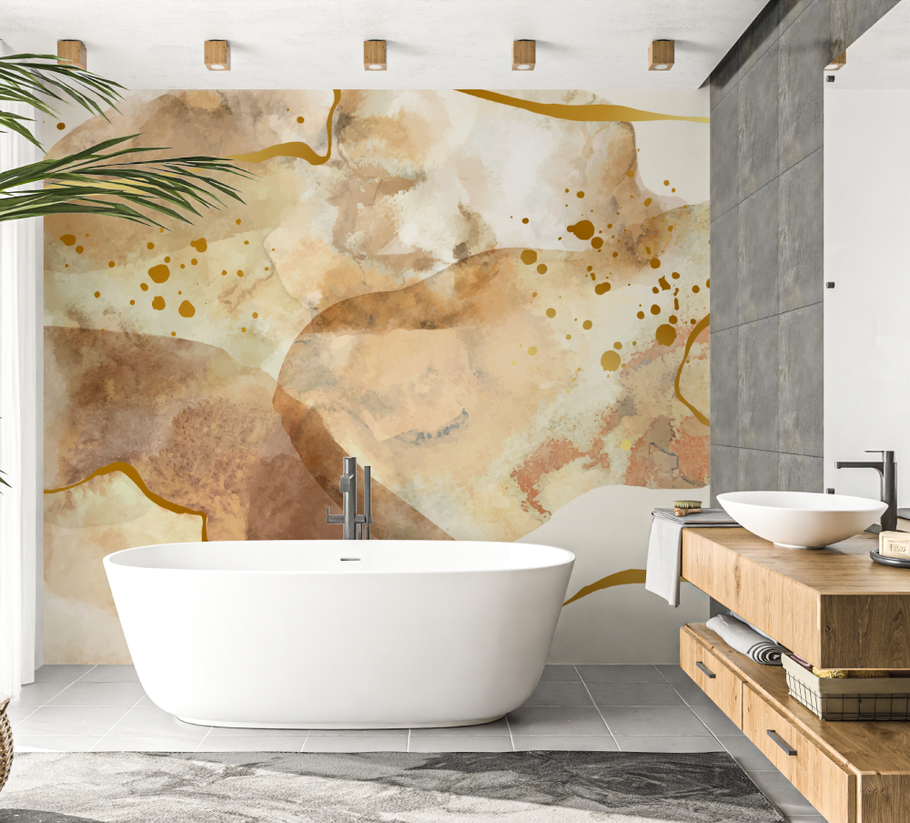 Papier peint splash dore salle de bain salle de bain papier