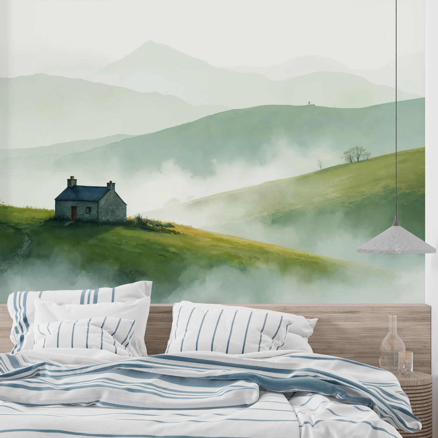 Papier peint aquarelle campagne leroy merlin