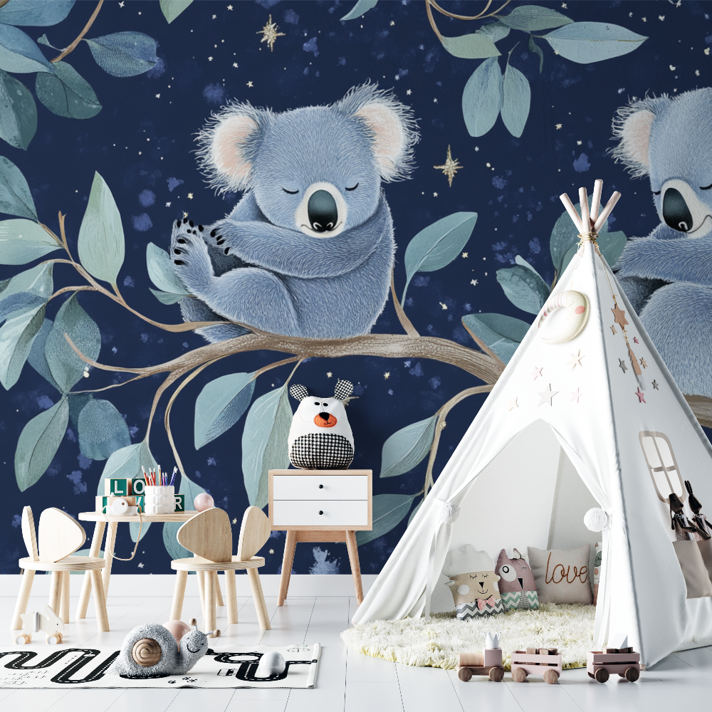 Papier peint koala sous la voute celeste chambre bebe