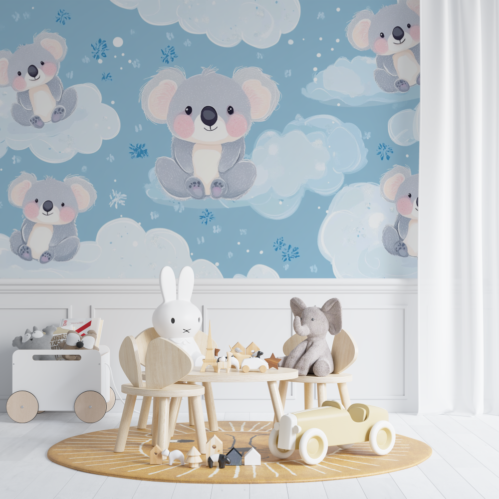 Papier peint koala dans un monde de douceur chambre de bebe