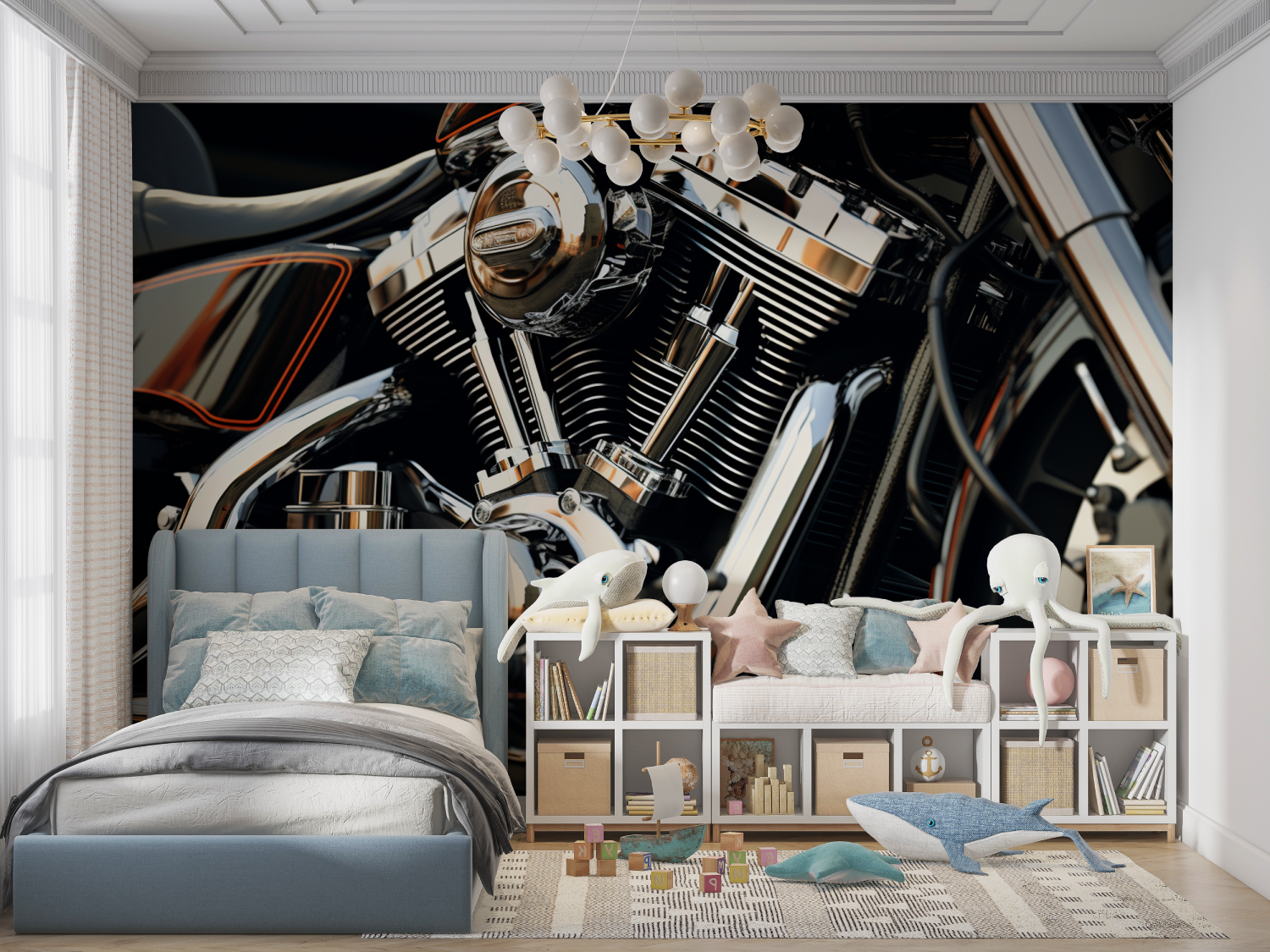 Papier peint moteur harley davidson panoramique garcon