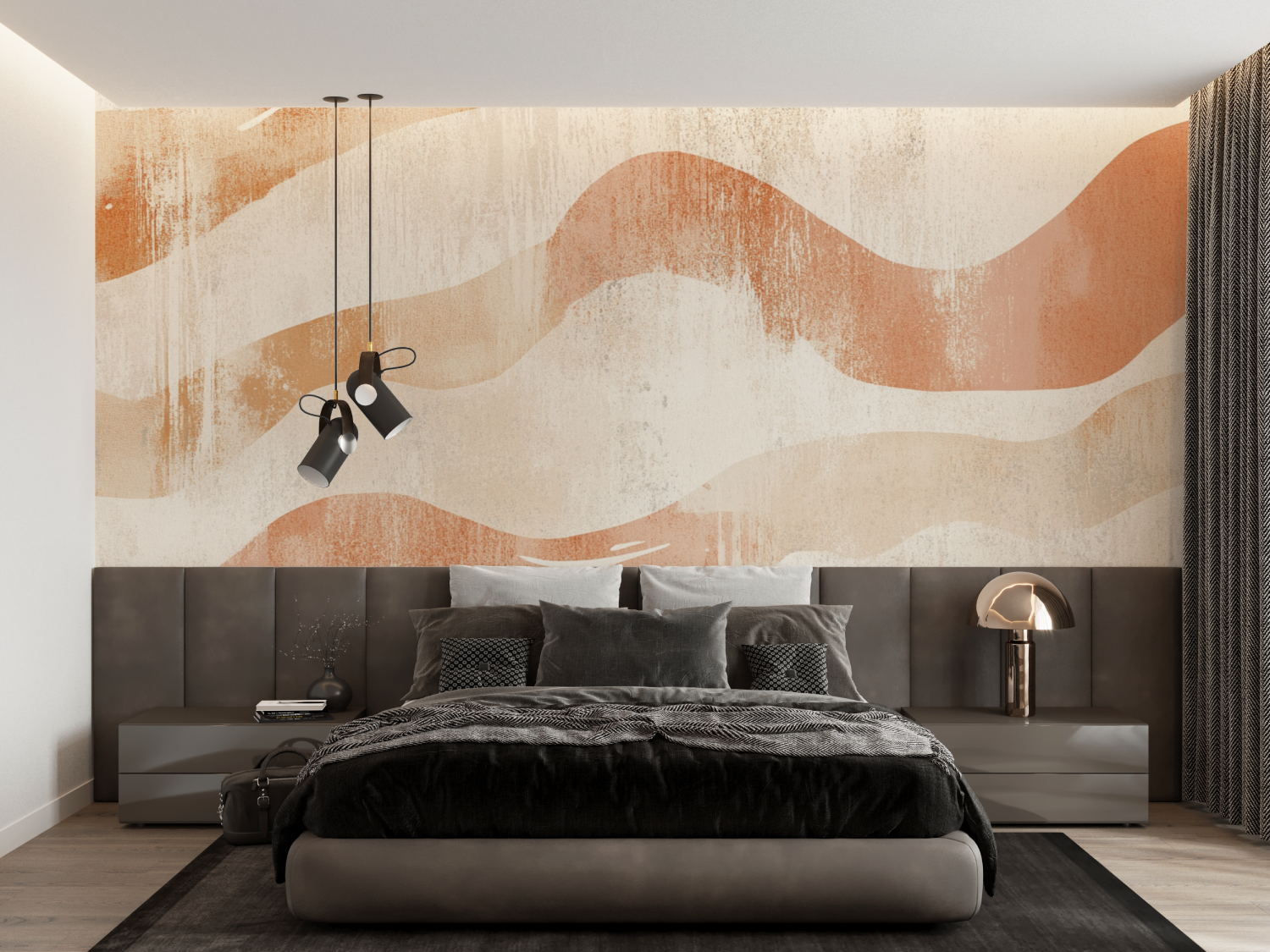 Papier peint terracotta et beige tendance francais