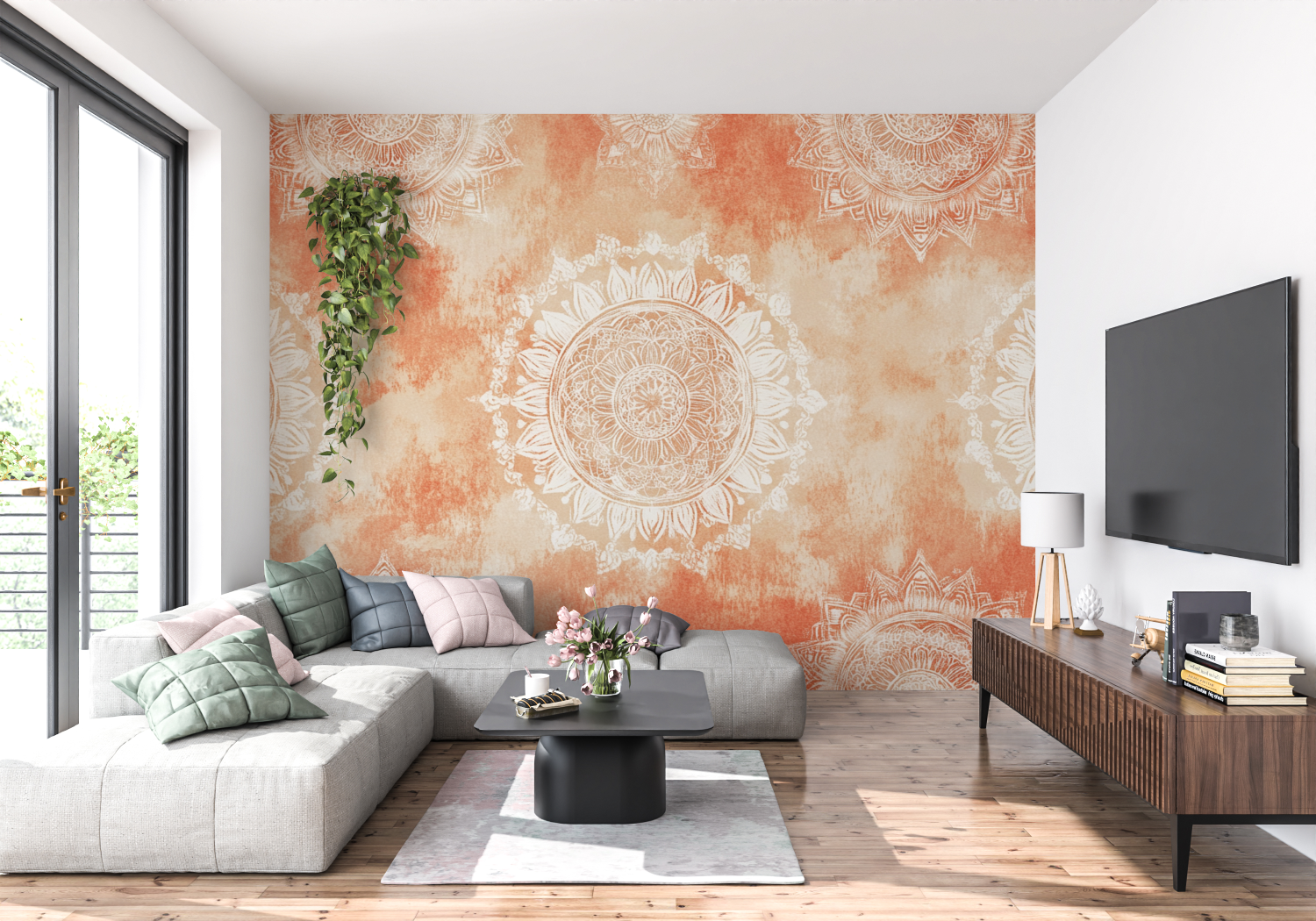 Papier peint terracotta boho chic panoramique 4murs