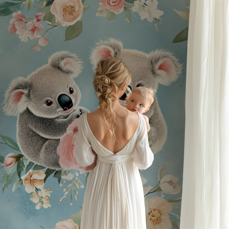 Papier peint koala dans un champ de fleurs bb123