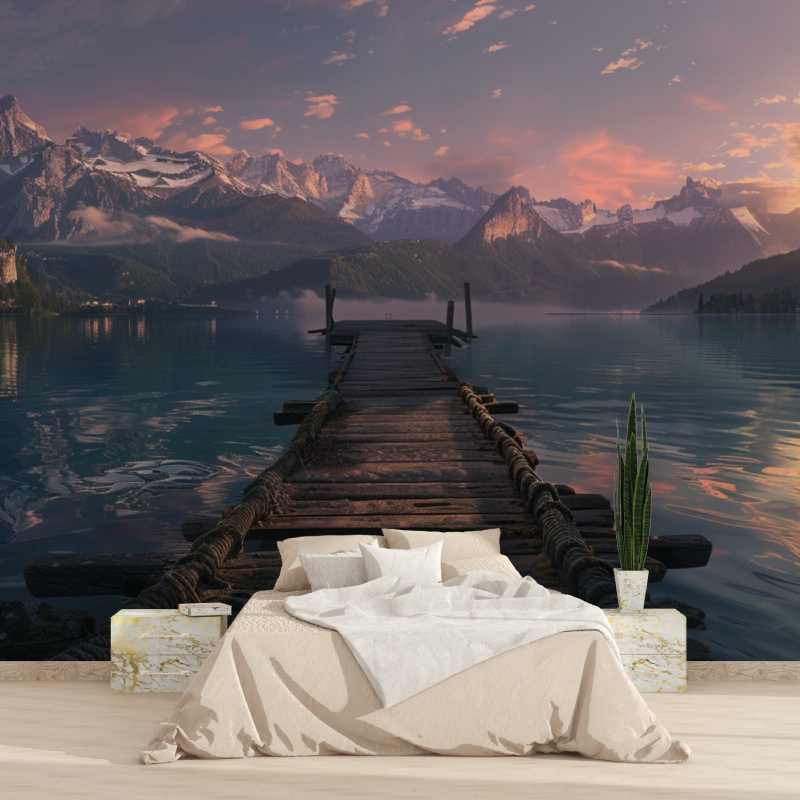 Papier peint ponton lac dannecy tapisserie 2025