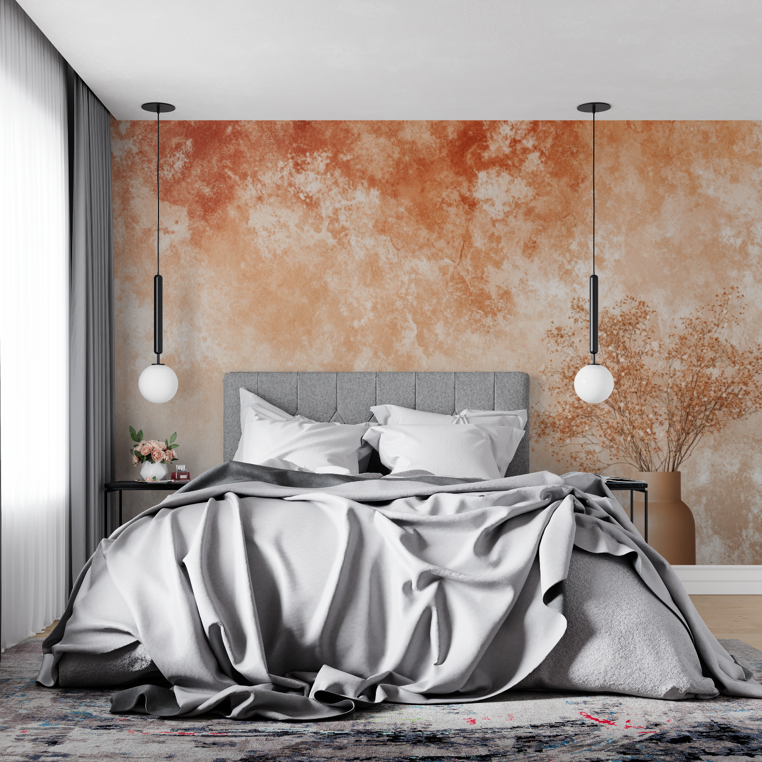 Papier peint terracotta effet tie and dye 4murs