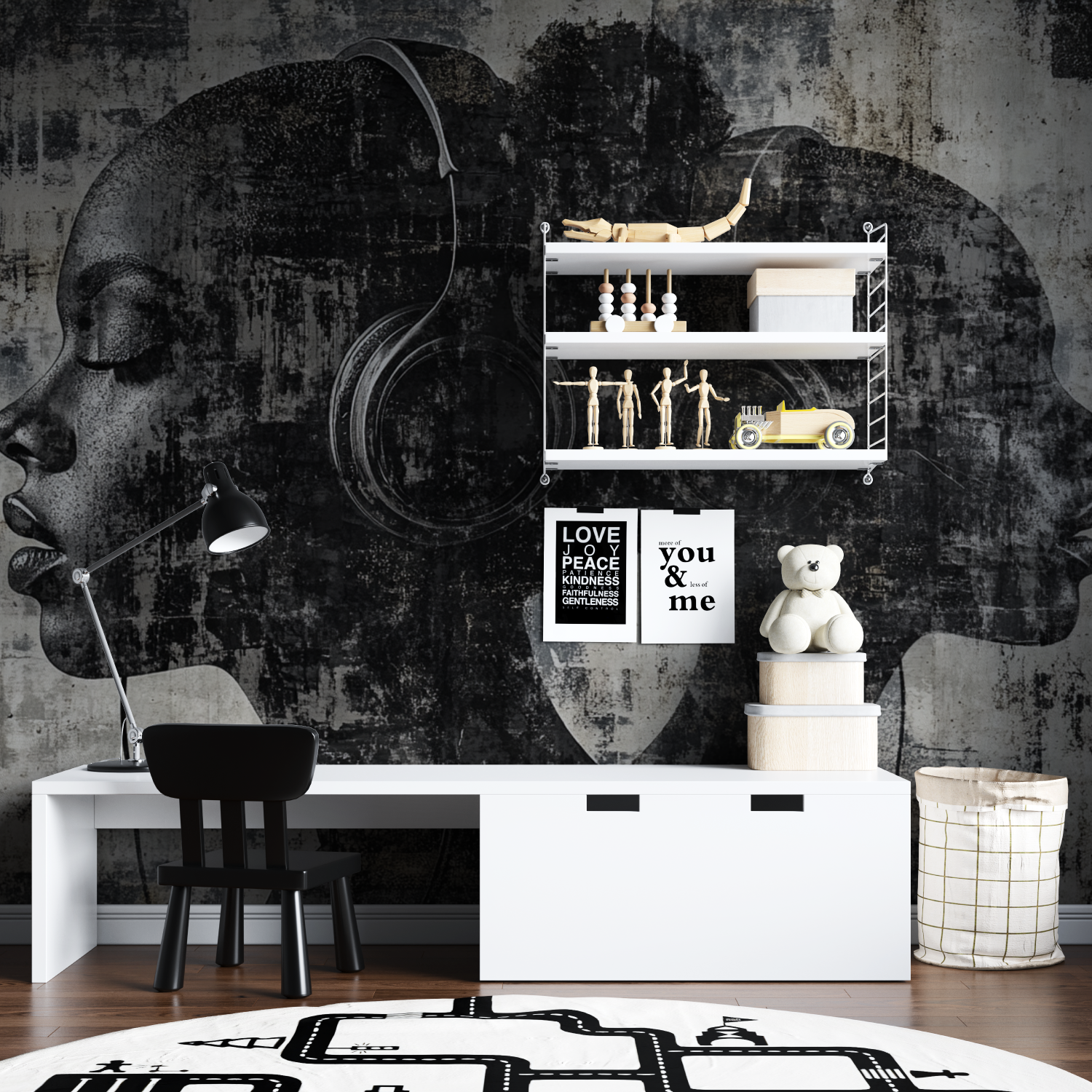 Papier peint instrument de musique chambre tapisserie garcon