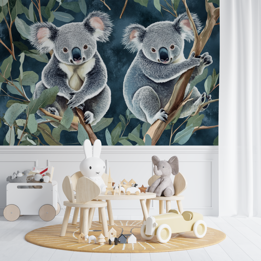 Papier peint koala perche en haut dun arbre chambre de bebe