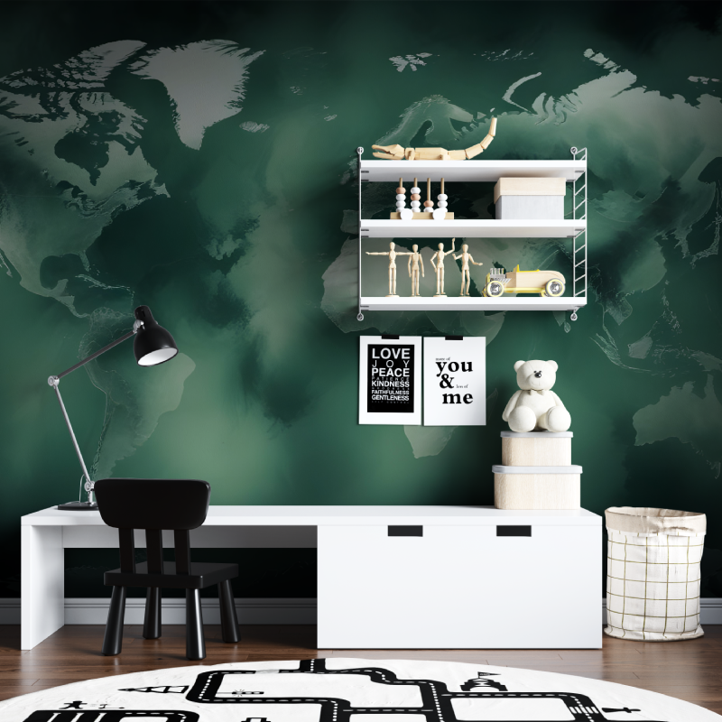 Papier peint carte du monde ver...do tapisserie chambre ados