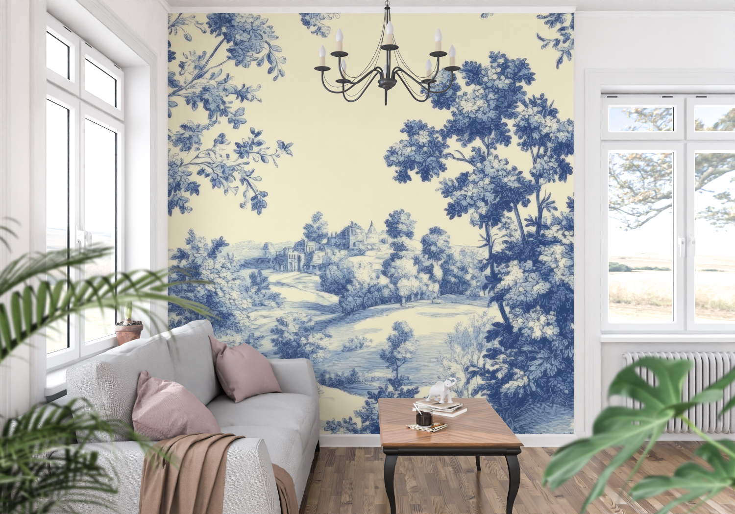 Papier Peint Style Toile De Jouy - trompe l'oeil