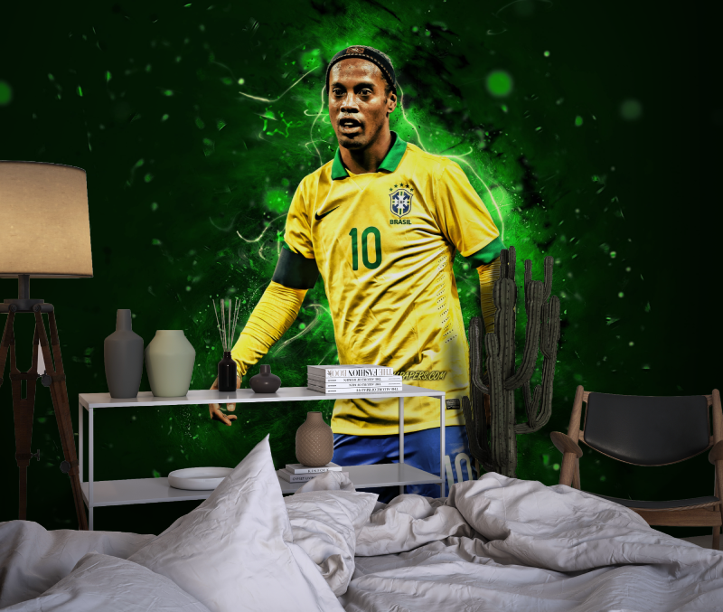 Papier peint joueurr de foot ronaldinho vert chambre dado1