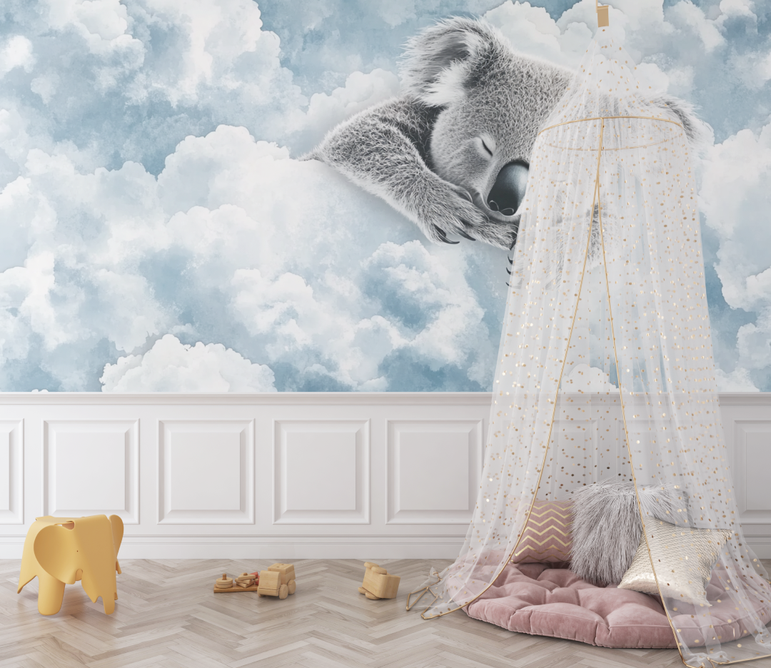 Papier peint koala reve dans la brume bebe