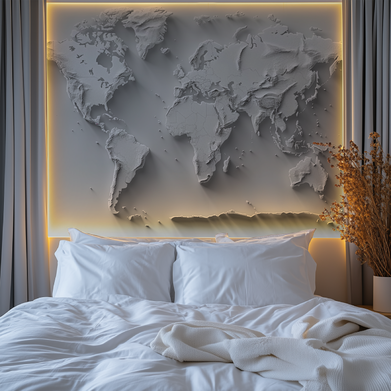 Papier peint carte du monde blanche design chambre tendanc