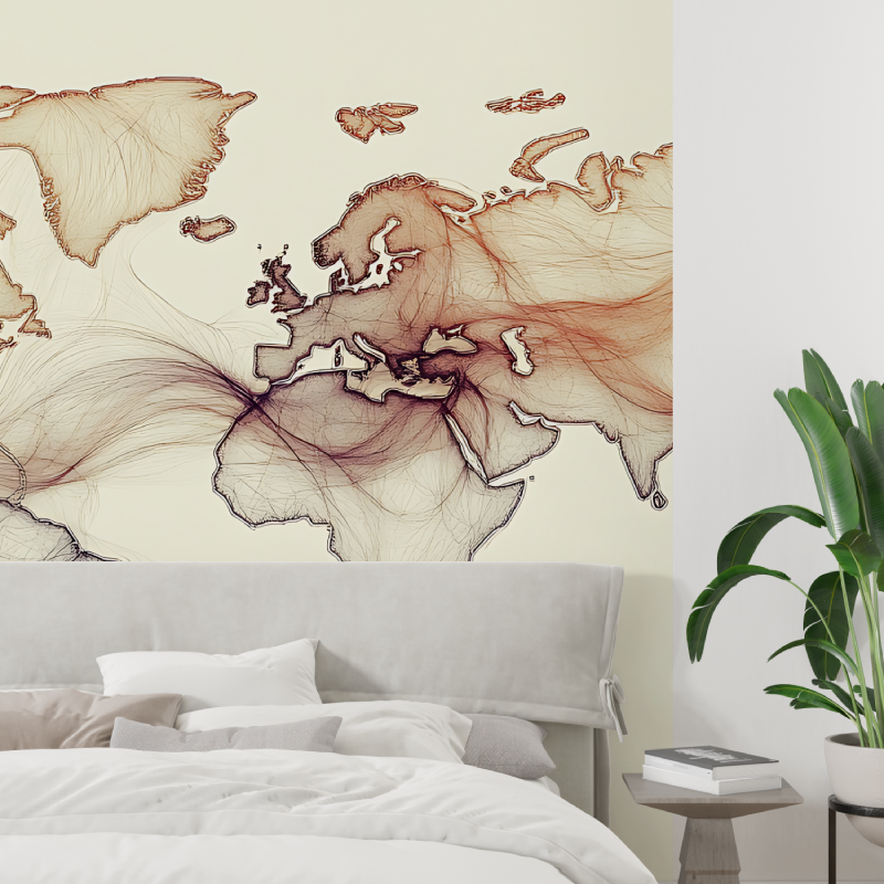 Papier peint carte du monde chambre tapisserie tendance