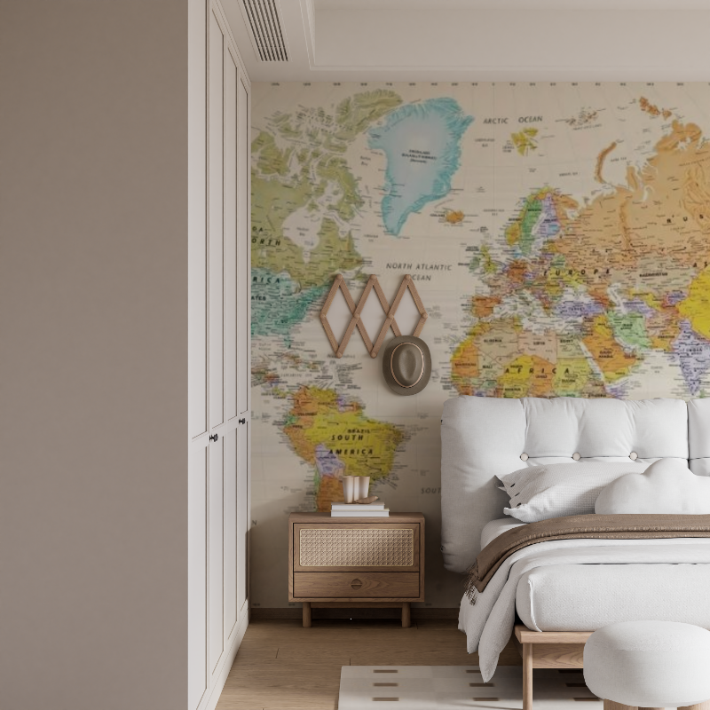 Chambre Papier Peint Carte du Monde