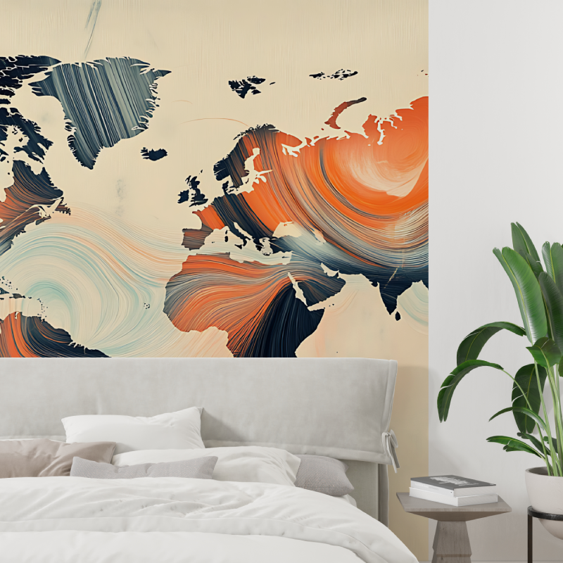 Papier peint carte du monde artistique tapisserie tendance