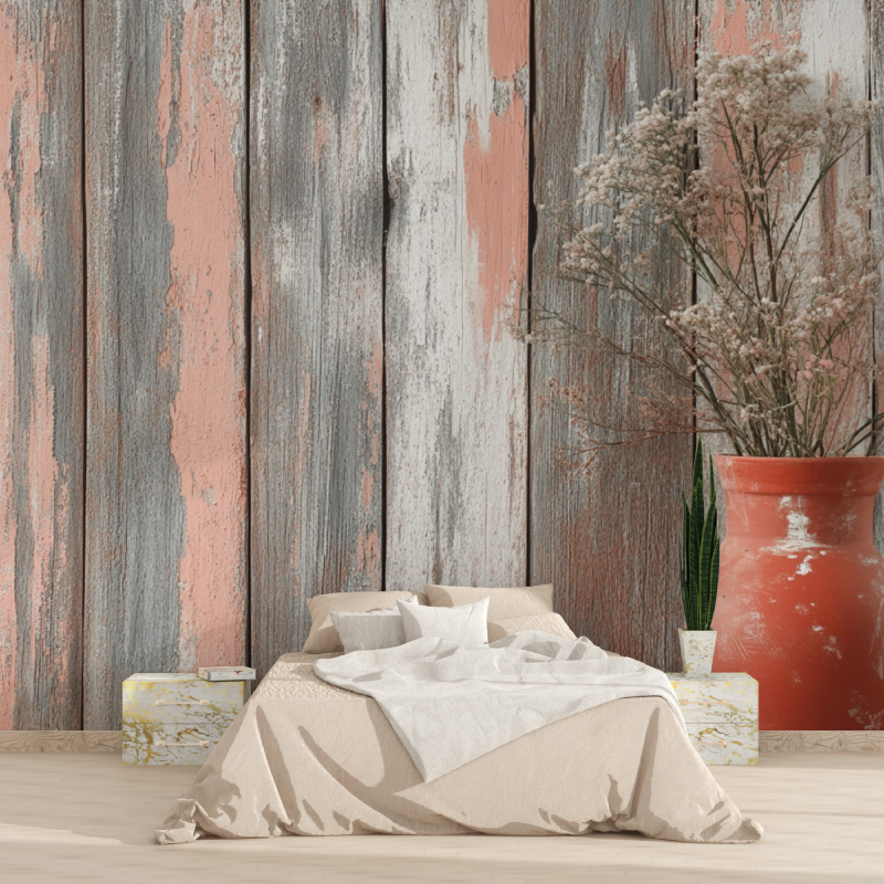 Papier peint terracotta effet bois flotte tapisserie 2025