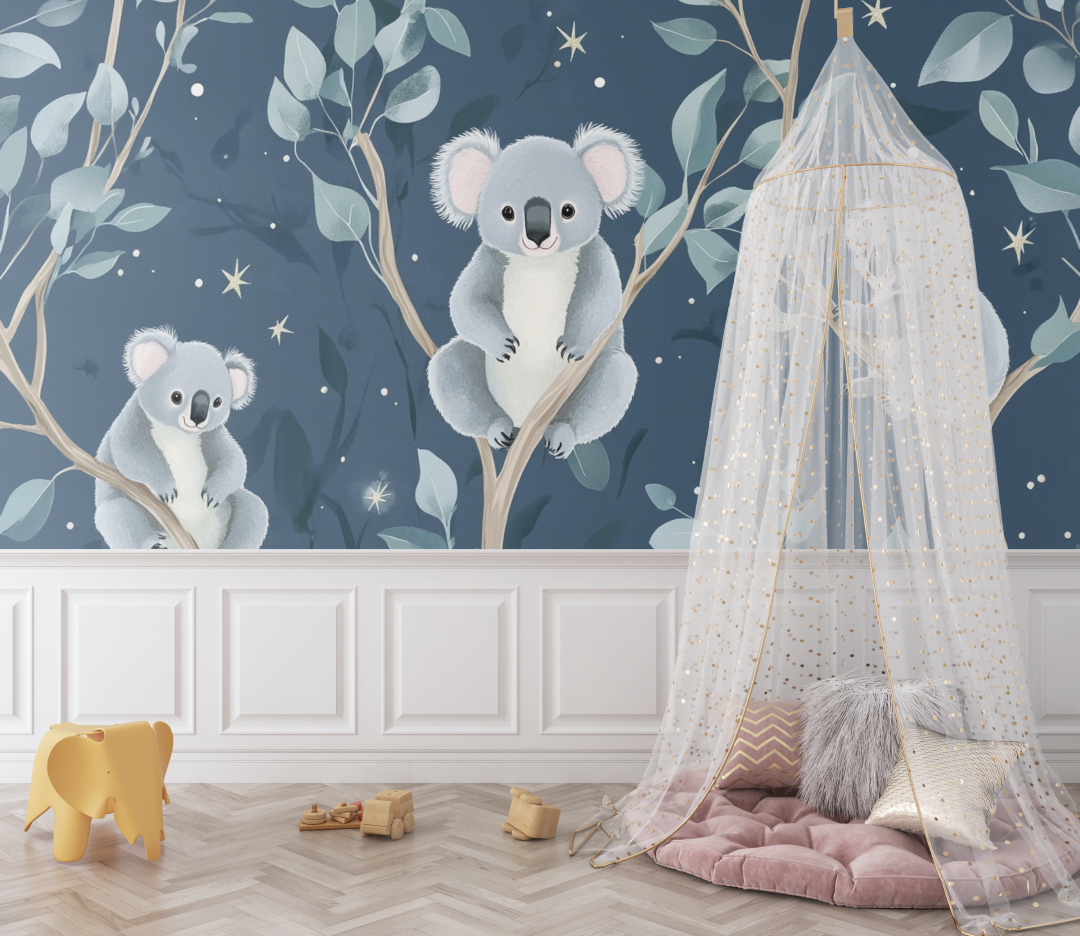 Papier peint koala et silence etoile bebe