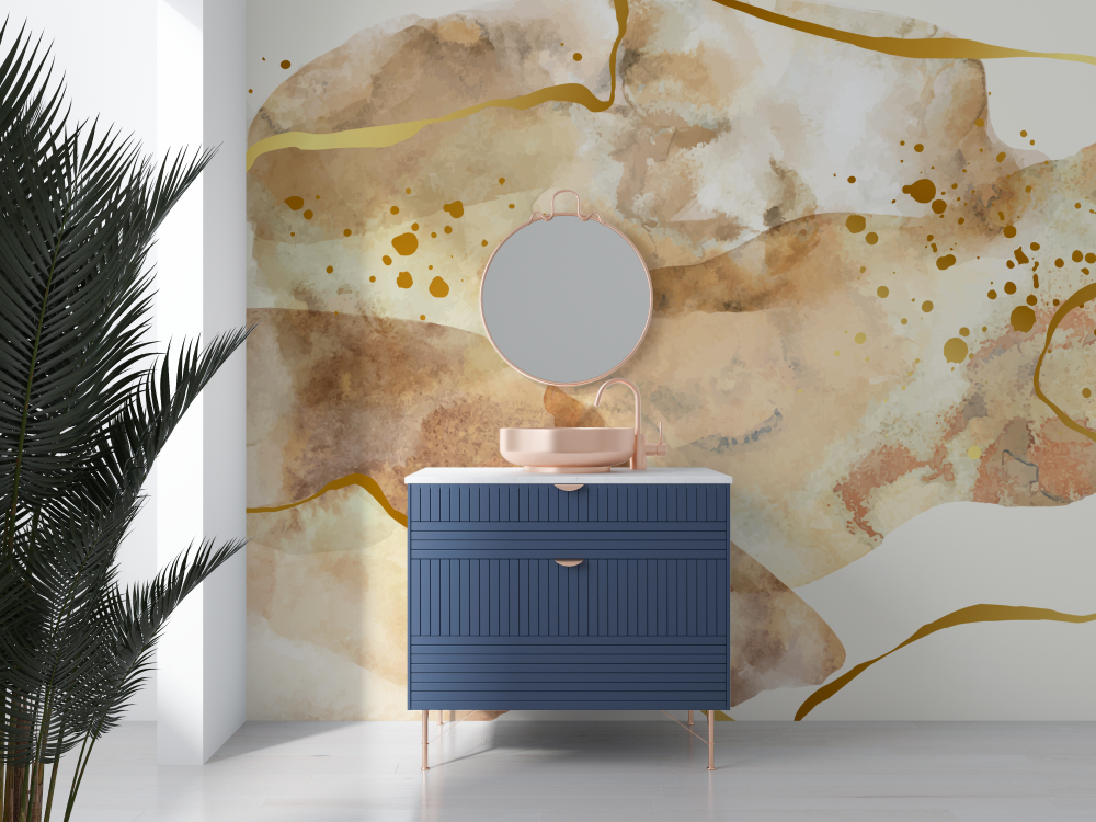 Papier peint splash dore salle de bain salle deau