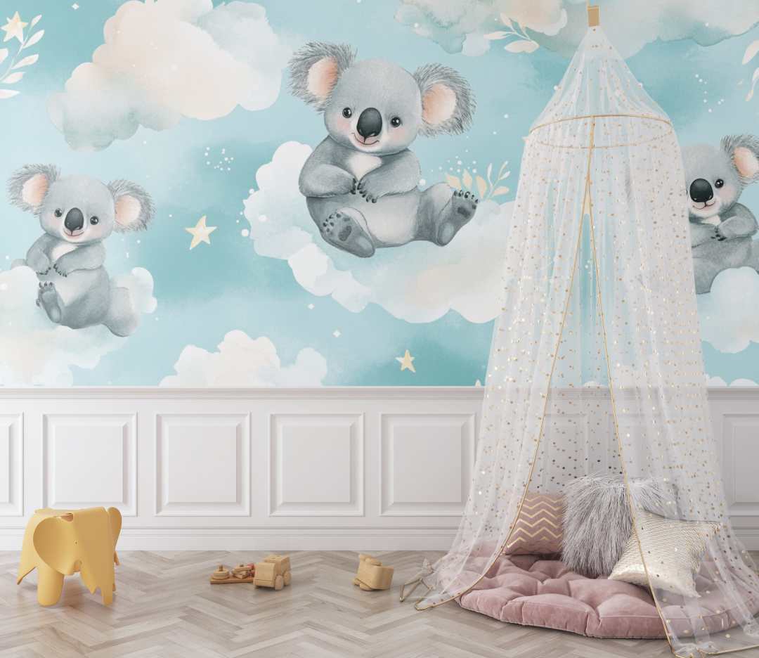 Papier peint koala dans une bulle de reve bebe