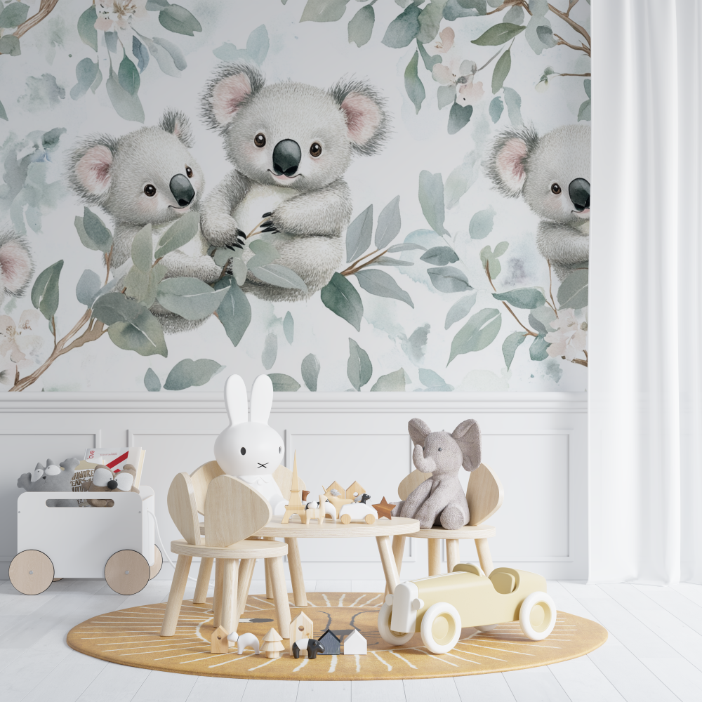 Papier peint koala et instants tendres chambre de bebe