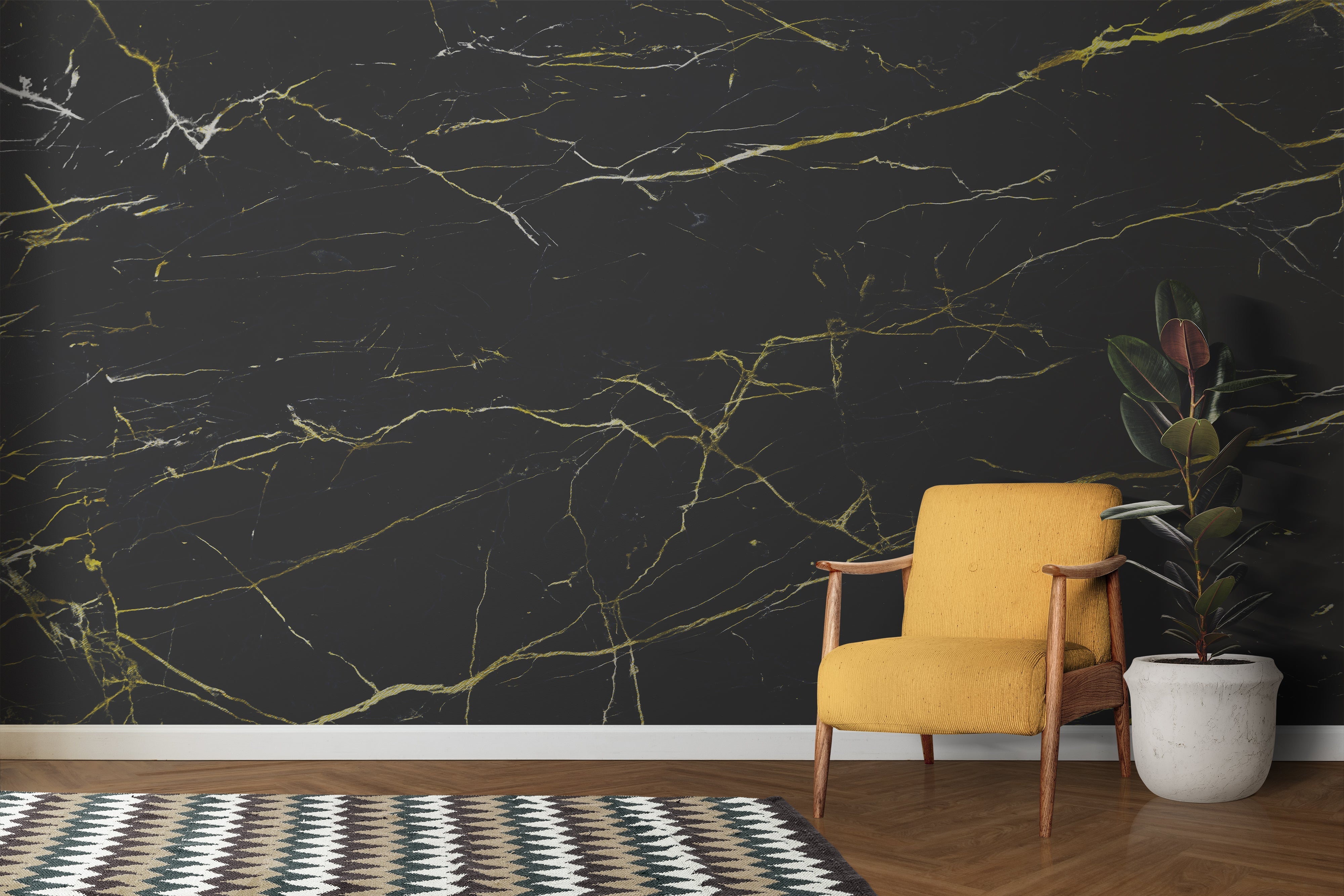 Papier Peint Noir Marbre