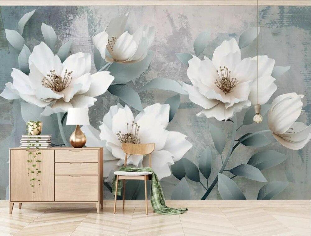 Papier Peint Grosse Fleur Blanche