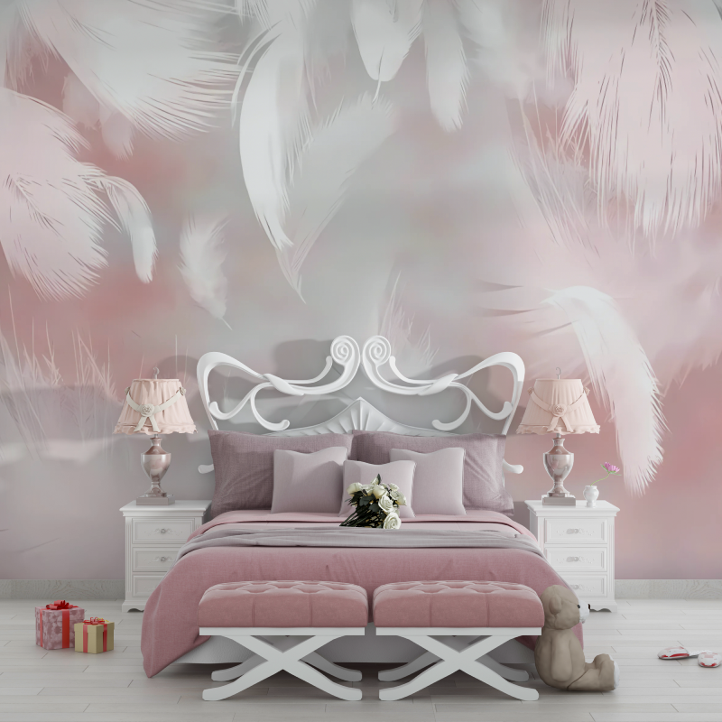 Papier Peint Plume Rose