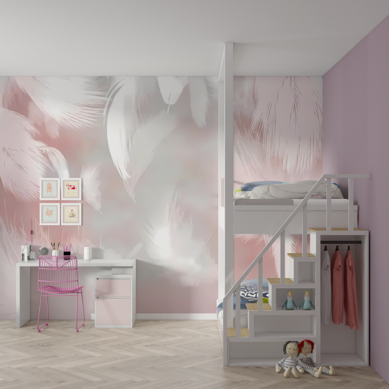 Papier Peint Plume Rose