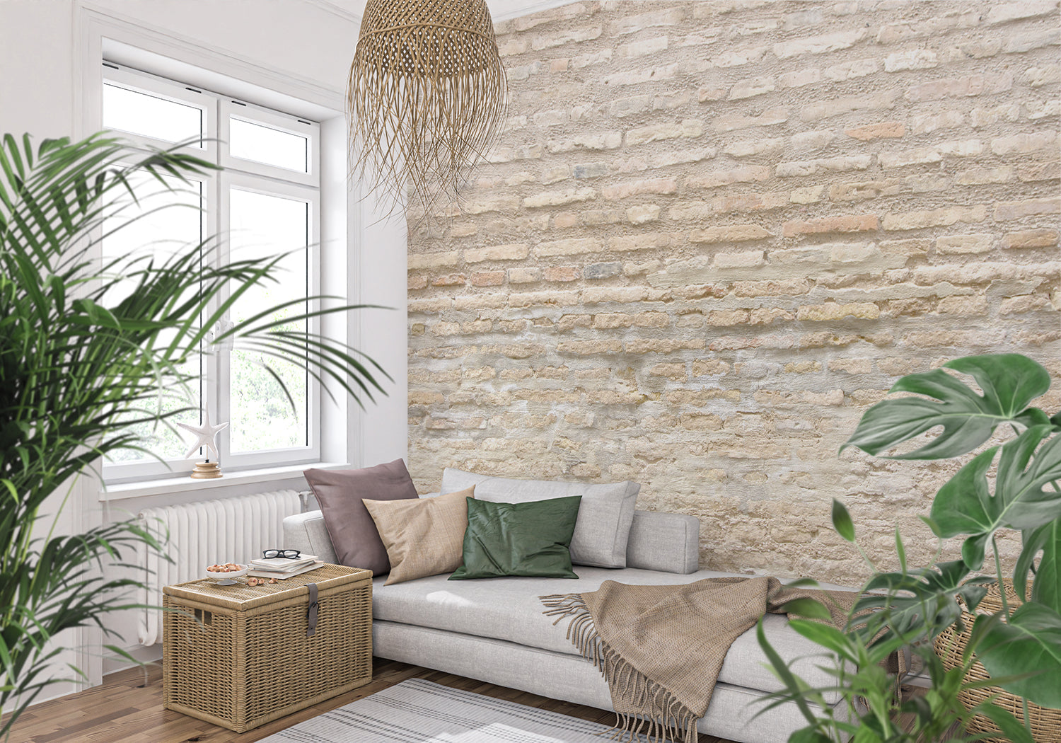 Papier Peint Brique Beige
