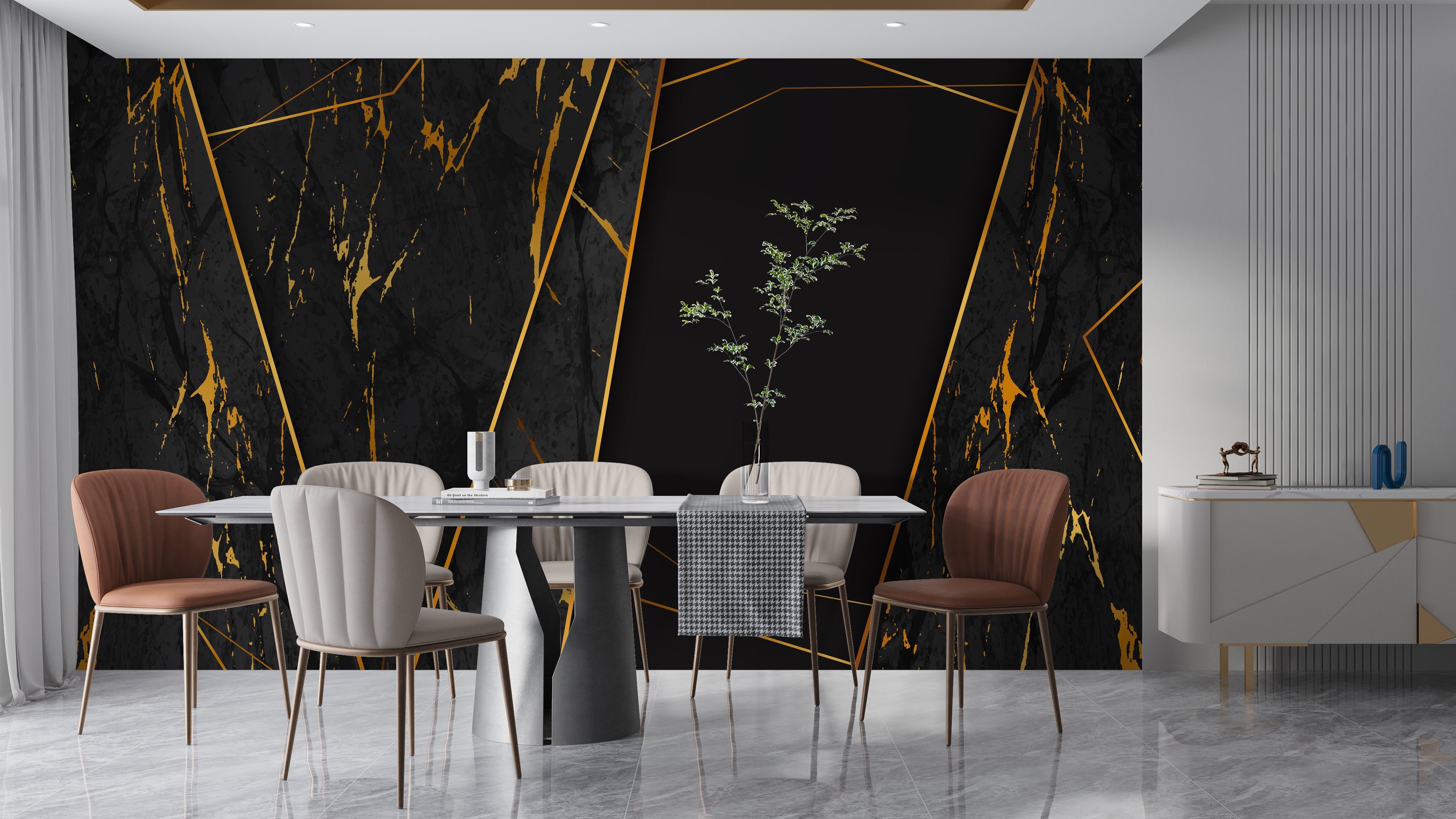 Papier Peint Imitation Marbre Noir