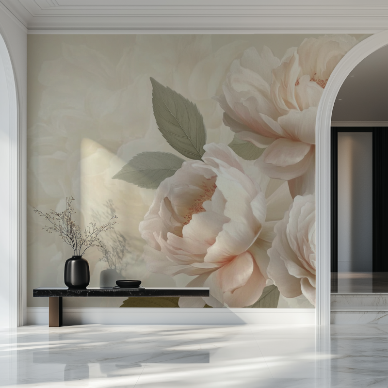 Papier peint a fleur vintage salon beau