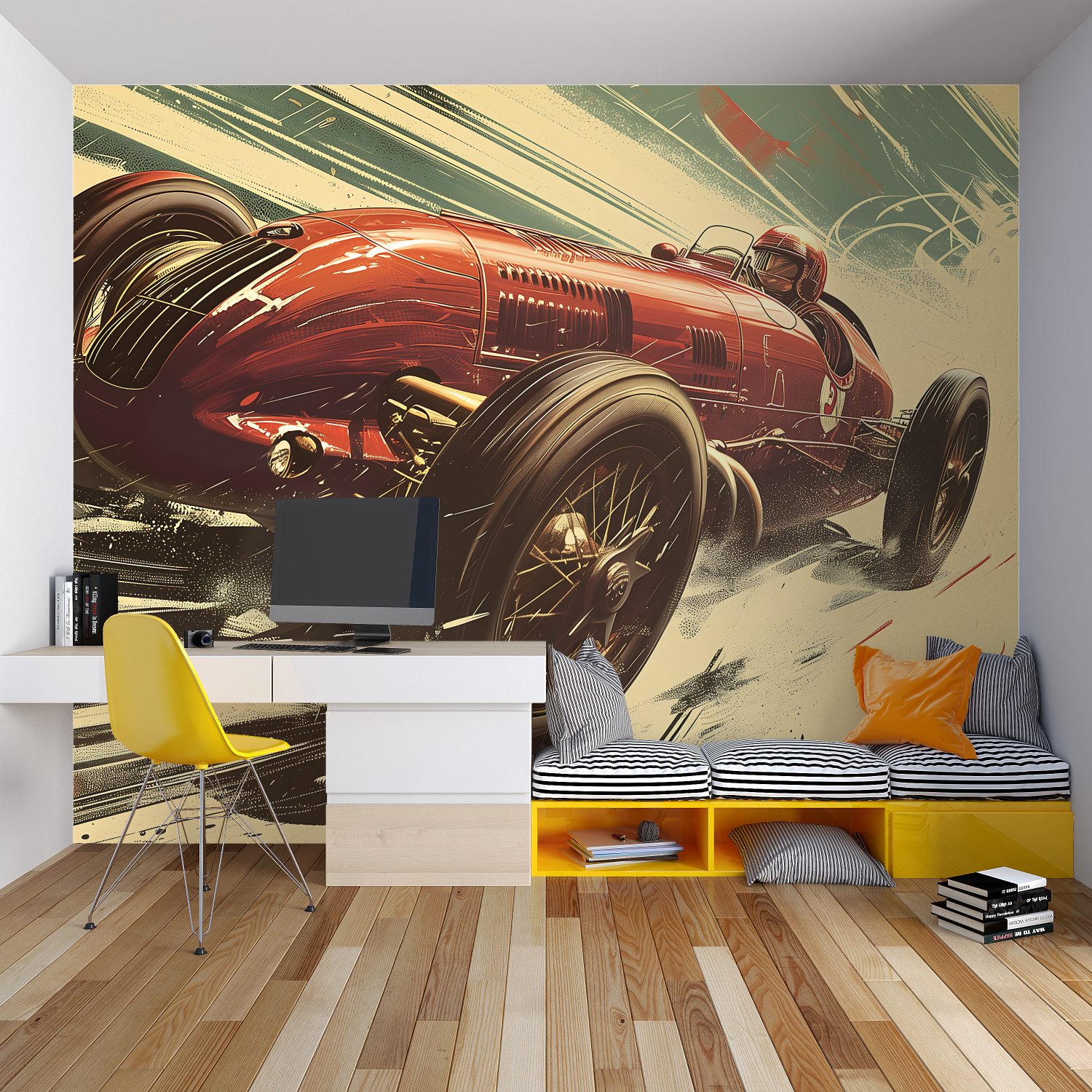 Papier peint voiture vintage - chambre spiderman