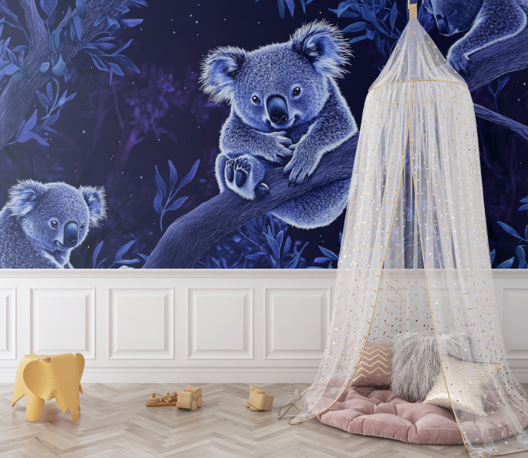 Papier peint koala et magie de la nuit bebe