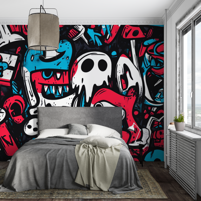 Papier peint graffiti chambre dados piece ados