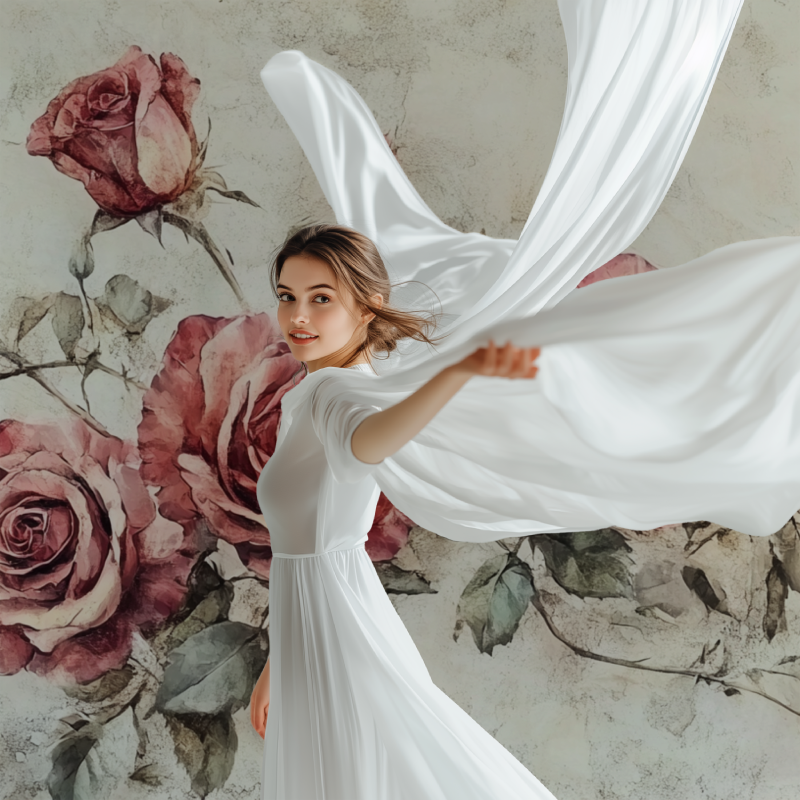 Papier peint fleur vintage rose modele