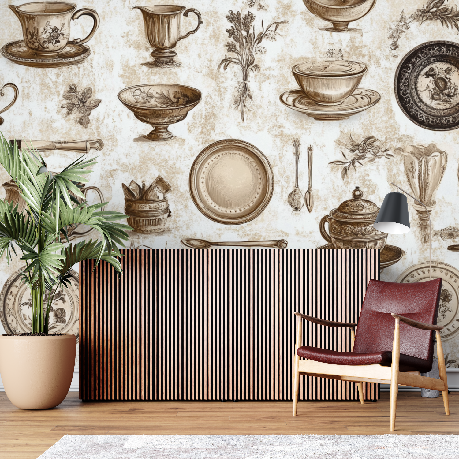 Papier peint vintage cuisine mural sur mesure
