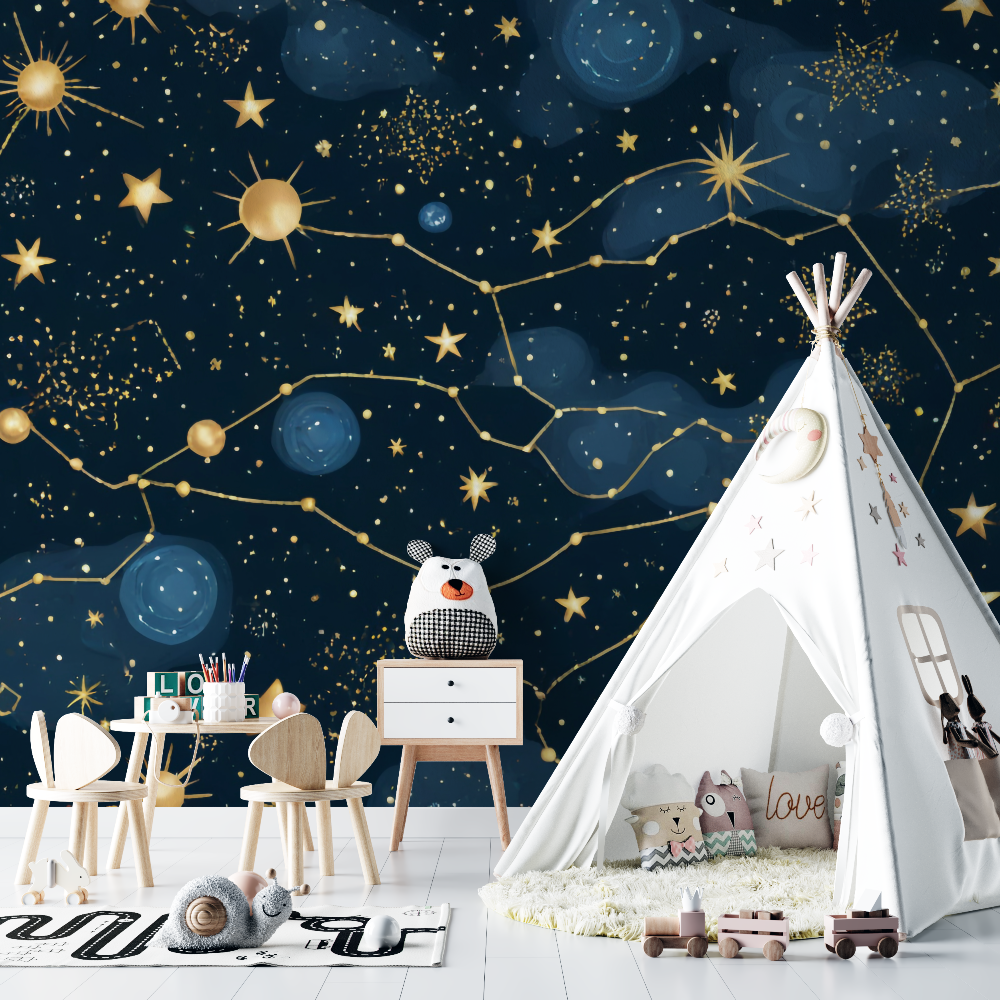 Papier peint ado constellations detoiles chambre bebe