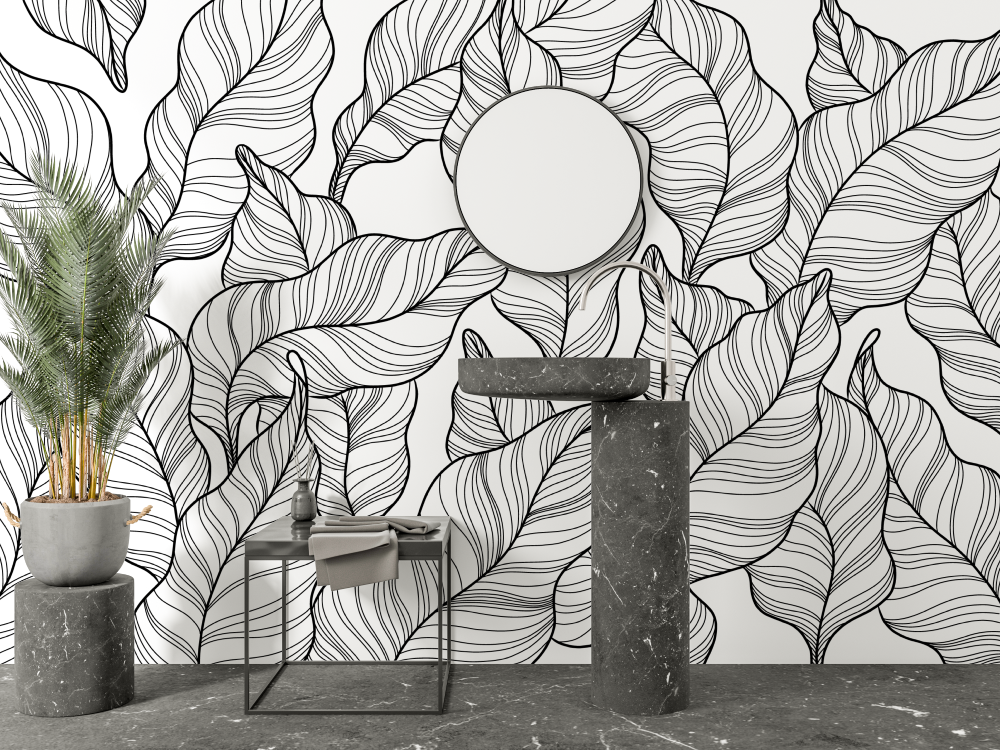 Papier peint noir et blanc salle de bain salle bain