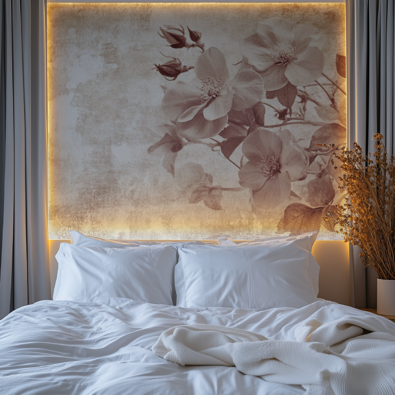 Papier peint vintage fleurs chambre premium