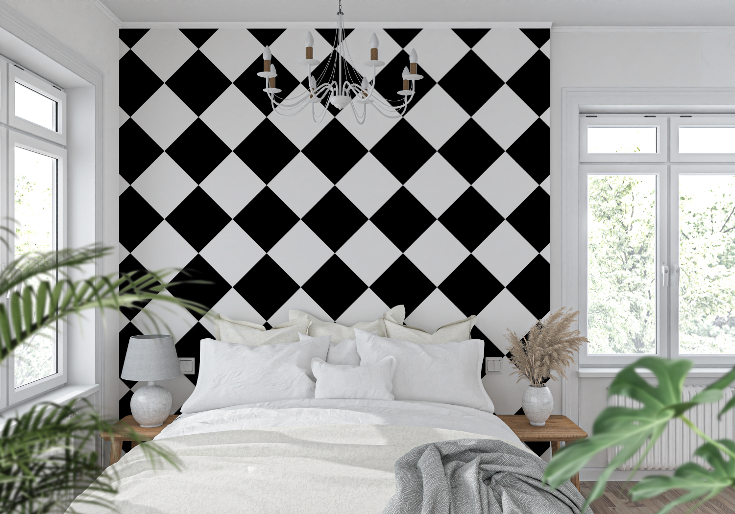 Papier Peint Losange Noir - tendance mur