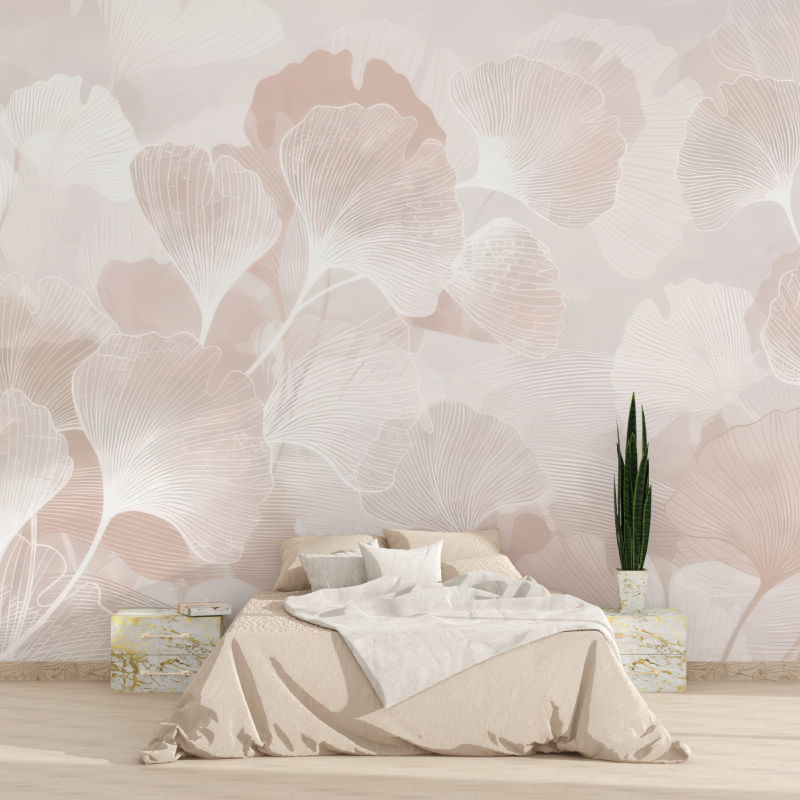 Papier peint cocooning floral rose poudre tapisserie 2025