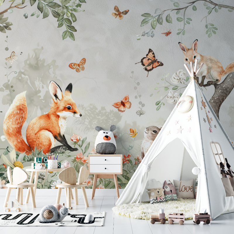 Papier peint bébé Animaux de forêt - bebe tipi