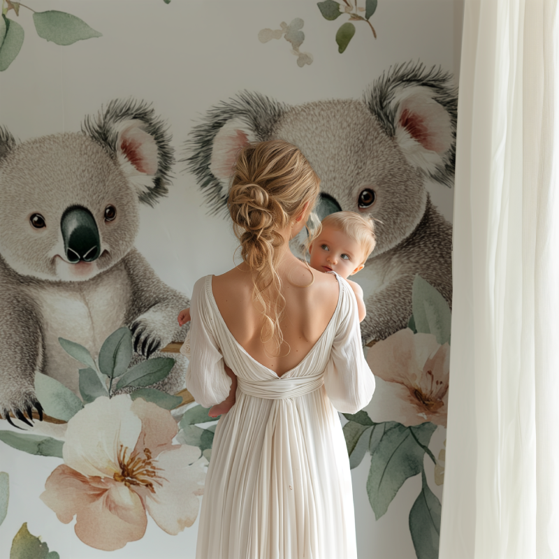 Papier peint koala dans un champ de fleurs bb123