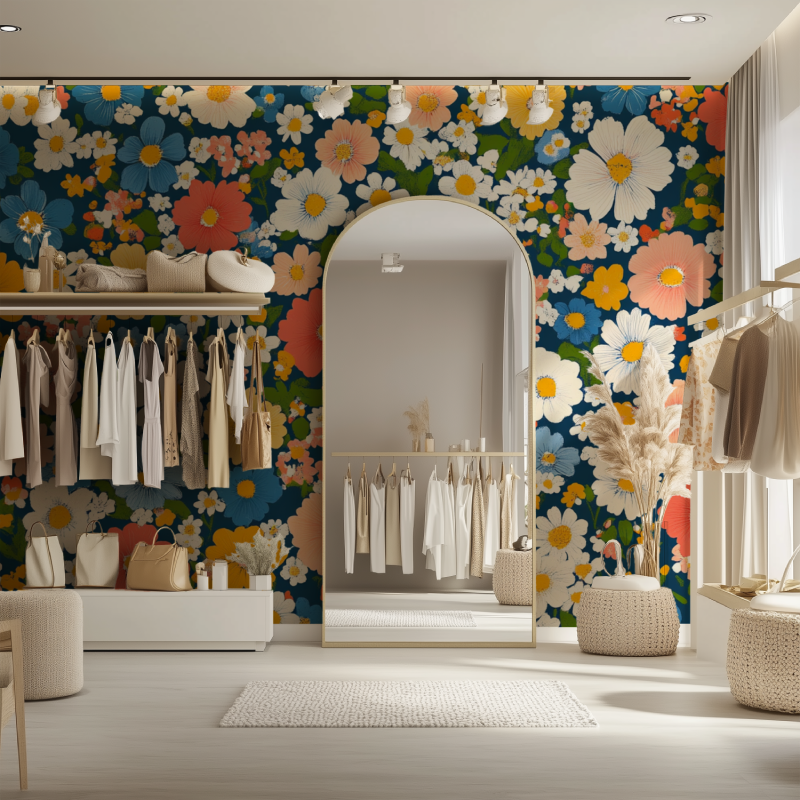 Papier peint petites fleurs ang...ulticolor vintage dressing