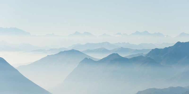 Papier Peint Panoramique Montagne Bleu